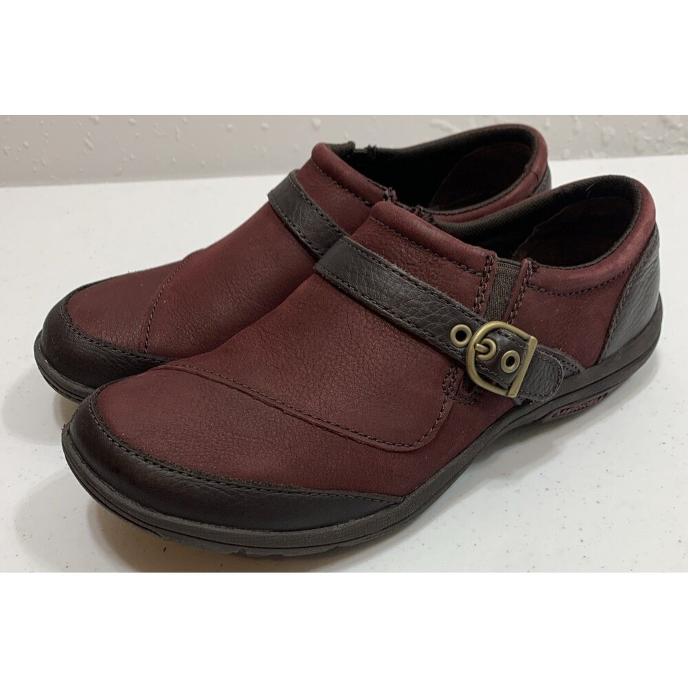 Merrell Dassie Buckle Loafer Shoes Womans 7.5 Deep Red Espresso Leather Comfort - Picture 11 of 11